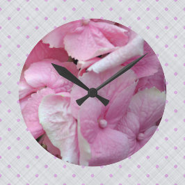 Hidrángulos rosados Reloj de pared