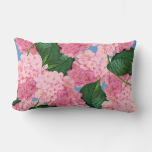Hidrángulos rosas almohada lumbar
