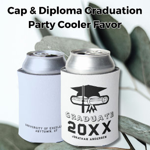 Hielera para fiesta de graduación de gorra y diplo