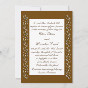 Hielo blanco en la invitación a la boda de chocola