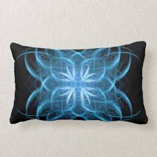 "Hielo tribal": almohada de arte fractal azul cris