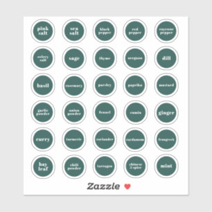 Hierba verde esmeralda y etiquetas de especias