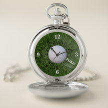 Hierba verde, reloj de bolsillo de la pelota de