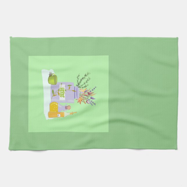 Hierbas Toalla Verde con aceites y flores (Horizontal)