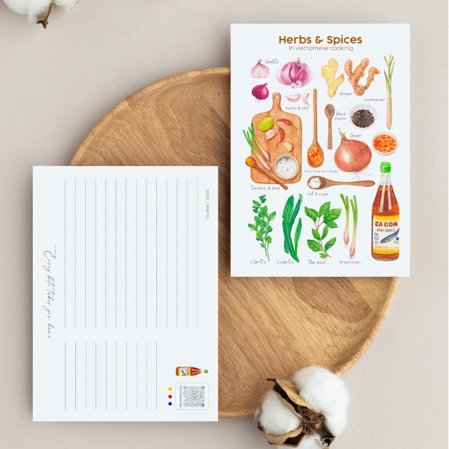 Hierbas y especias en la postal de cocina vietnami (Subido por el creador)