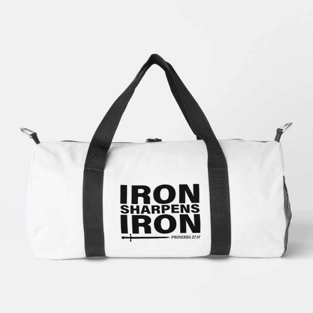 Hierro Sharpens Hierro - Proverbios Bolsa Duffel 2 (Anverso)