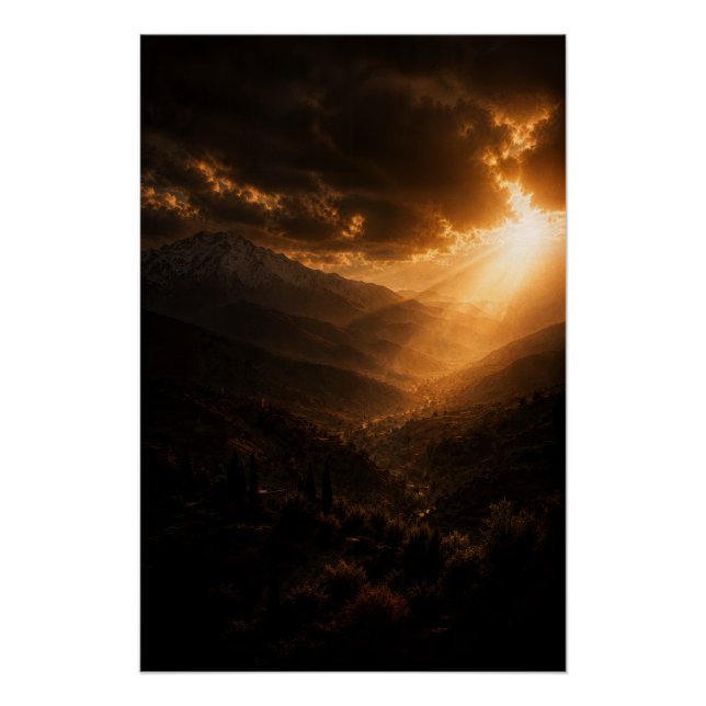 High Atlas Mountains Sunburst Poster (Anverso)