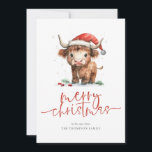 Highland Cow 2026 Calendario Feliz Navidad<br><div class="desc">Cute Highland Cow Nombre 2026 Calendario Feliz Navidad. Disponible digitalmente e impreso. Atractivo y festivo para sus deseos vacacionales, con este divertido diseño con una dulce vaca de las tierras altas en su sombrero de Santa. Feliz Navidad está en un guión moderno y personaliza fácilmente tu saludo y nombre debajo....</div>
