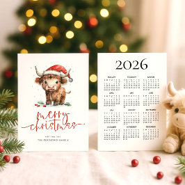 Highland Cow 2026 Calendario Feliz Navidad