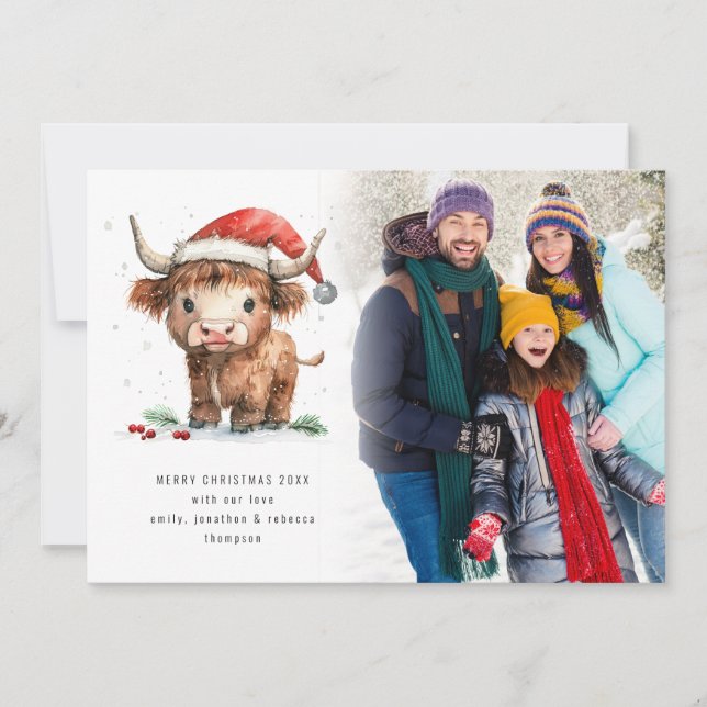 Highland Cow 2026 Calendario Foto Feliz Navidad (Anverso)