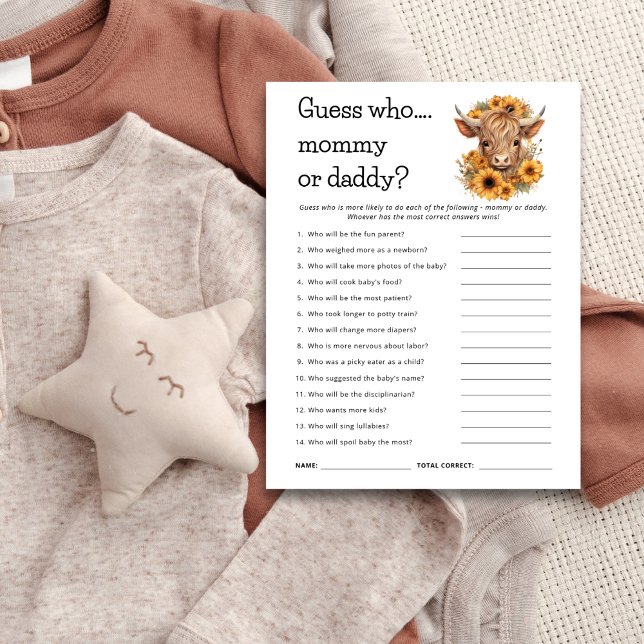 Highland Cow Adivinan Quién es la tarjeta de Baby  (Subido por el creador)