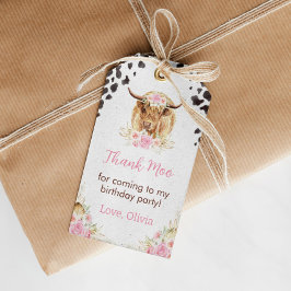 Highland Cow Cumpleaños etiqueta de agradecimiento