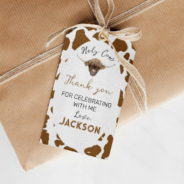 Highland Cow Cumpleaños etiqueta de agradecimiento