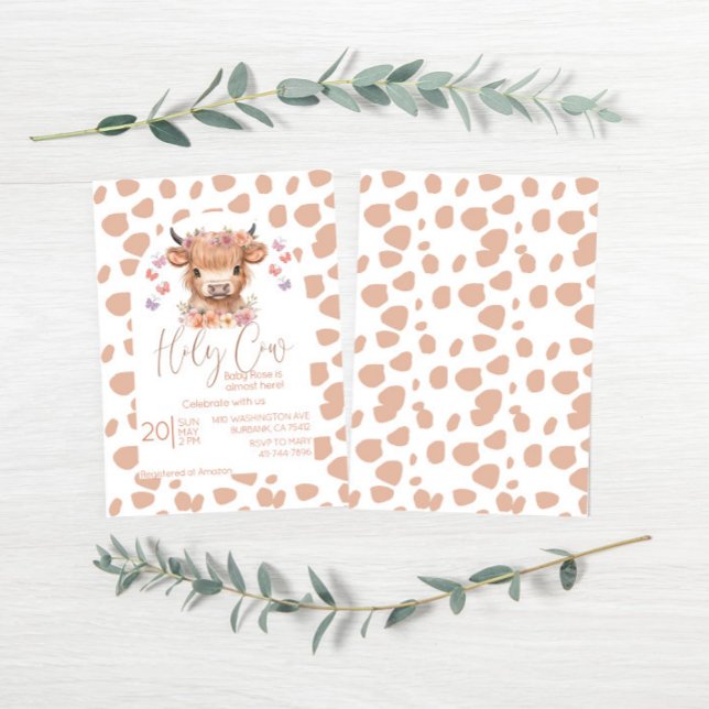Highland Cow flor boho baby ducha invitación (Subido por el creador)