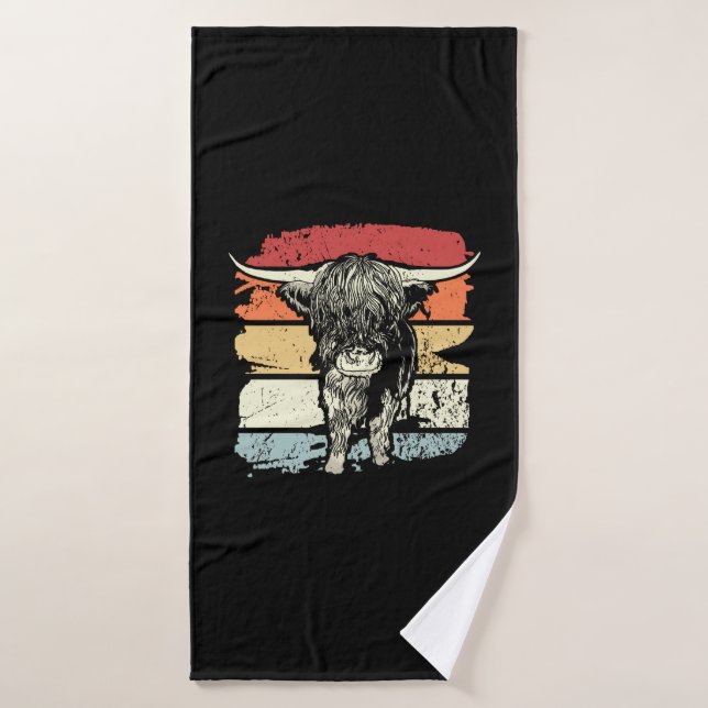 Highland Cow Highland Cows Retro (Toalla de baño)
