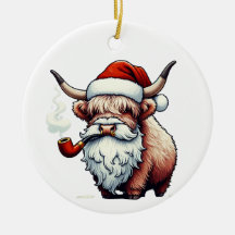 Highland Cow Santa - Funny Decoración Rústica
