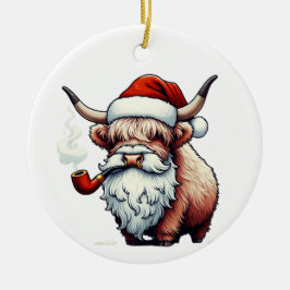 Highland Cow Santa - Funny Decoración Rústica