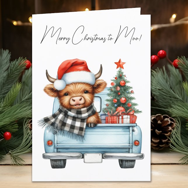 Highland Cow Vintage Blue Truck Feliz Navidad (Subido por el creador)