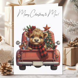 Highland Cow Vintage Red Truck Feliz Navidad