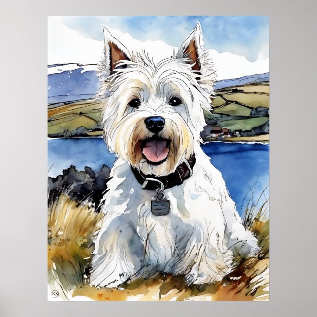Highland Terrier - Impresión de arte de perro (Frente)