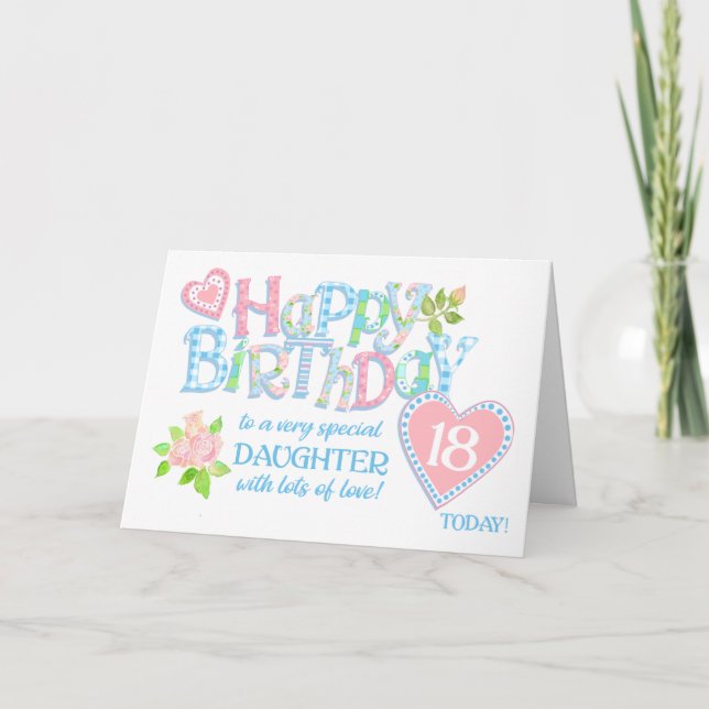 Hija 18.ª Rosas de cumpleaños Tarjeta de arte de W (Anverso)