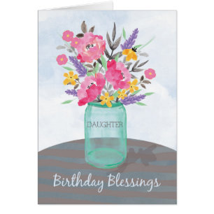 Hija Birthday Blessing Jar Vase con flores