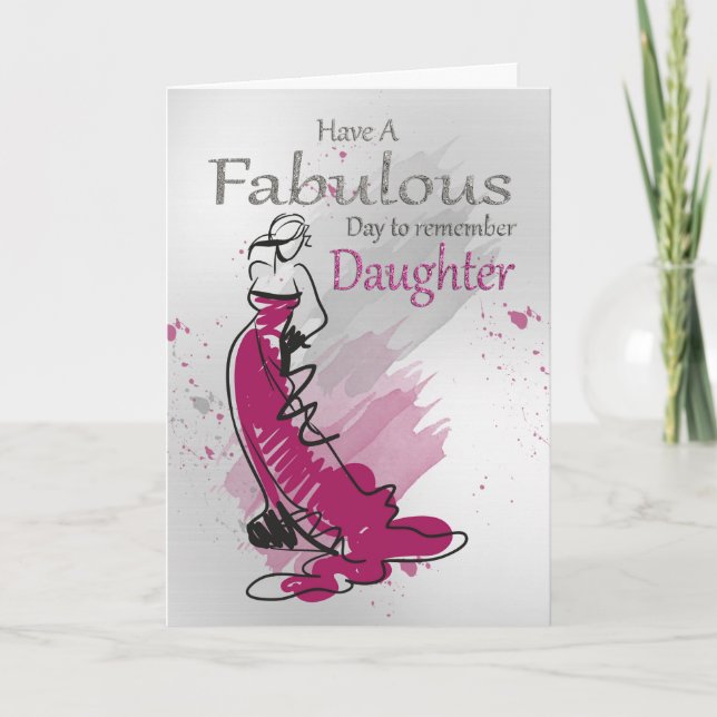 Hija, cumpleaños saludo con mujer, tarjeta (Anverso)
