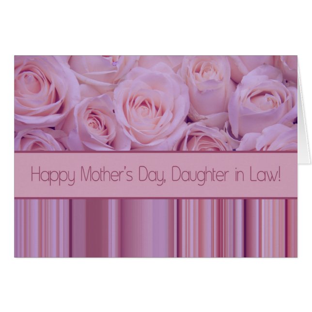 Hija en la ley feliz tarjeta de rosa del Día de la (Anverso (Horizontal))