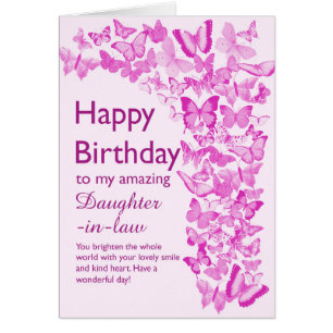 Hija en las mariposas de cumpleaños de ley