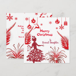 Hija Roja Vintage Feliz Navidad Ornamentos Arte