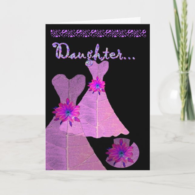 HIJA - vestido menor del ROSA de la invitación de (Anverso)
