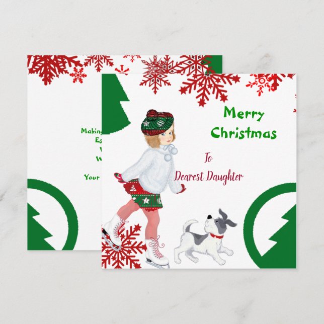 Hija virgen Feliz Navidad Copos de nieve rojos (Anverso / Reverso)