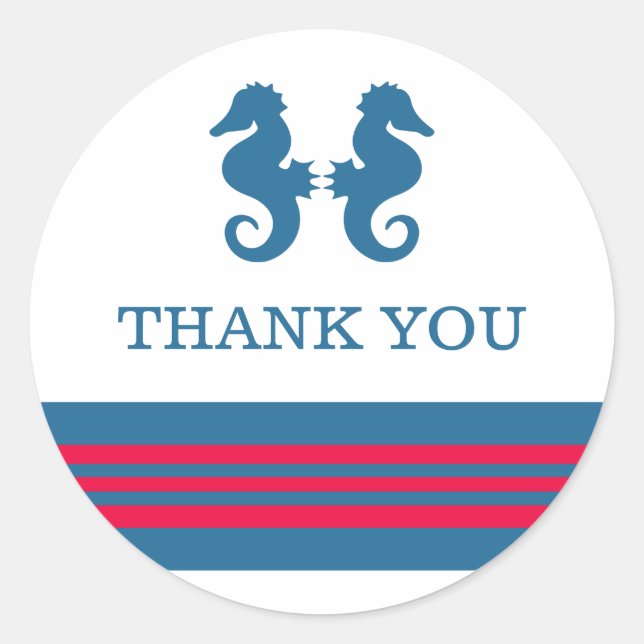 Hijahors náuticos rojos azules Gracias Pegatinas (Anverso)