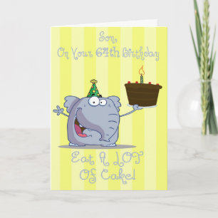 Hijo come más pastel 64ª tarjeta de cumpleaños