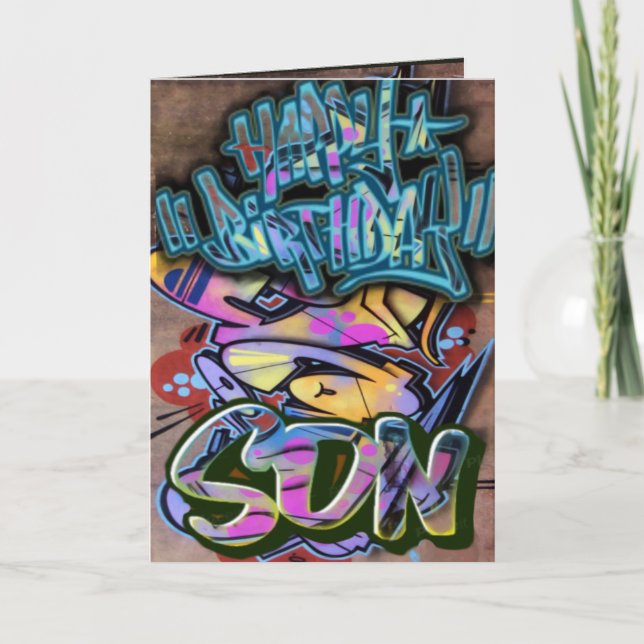 Hijo de la tarjeta de cumpleaños del graffiti (Anverso)