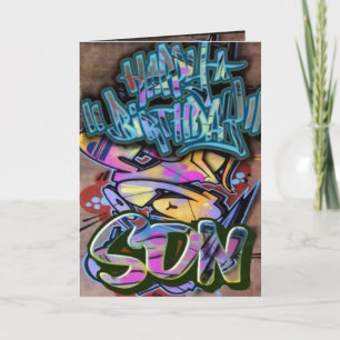 Hijo de la tarjeta de cumpleaños del graffiti