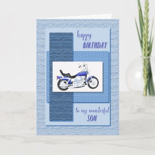 Hijo, tarjeta de cumpleaños con moto
