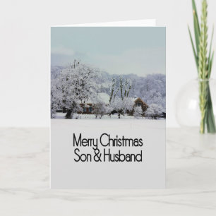 hijo y marido Tarjeta de Navidad Merry