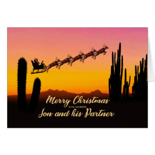 Hijo y Navidades asociados Santa por el desierto