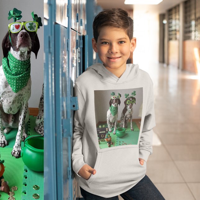 Hijos Hoodie, Fiesta de perros del Día de San Patr (St Patrick's Day Dogs Party Kids Hoodie)