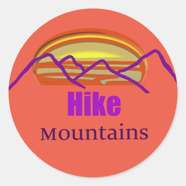 Hike Mountains Purple Simplistic Sunset Pegatina (Anverso)