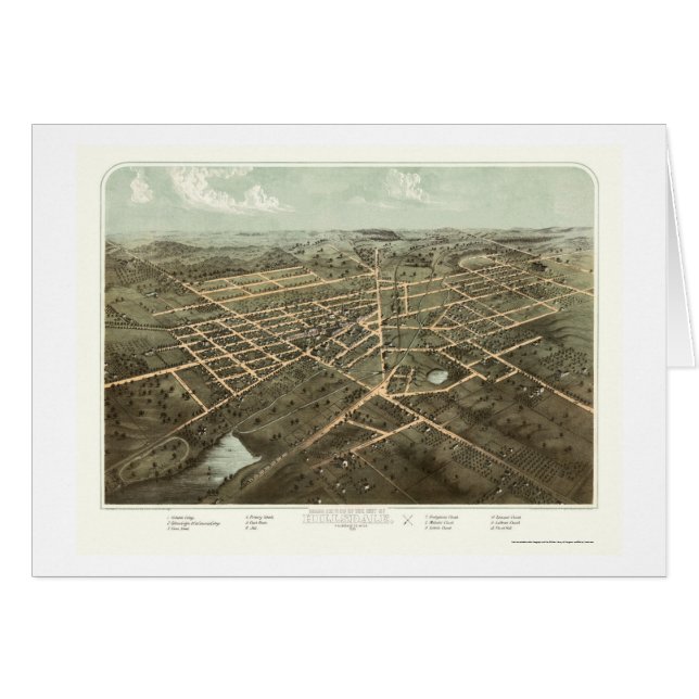 Hillsdale, mapa panorámico del MI - 1866 (Anverso (Horizontal))
