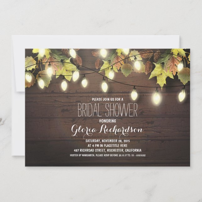 hilo de luces cae invitación a la ducha de novia (Anverso)