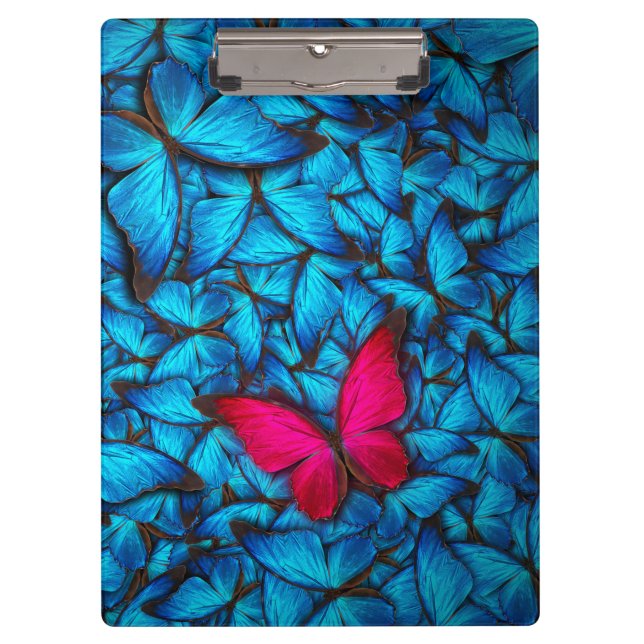 Hilo rosa azul mariposa | Portapapeles de mariposa (Anverso)
