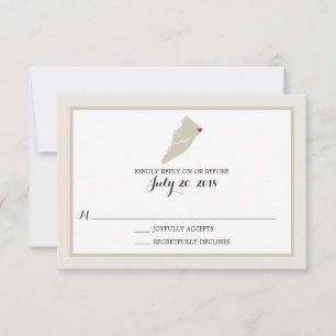 Hilton Head Island Map con corazón RSVP de boda