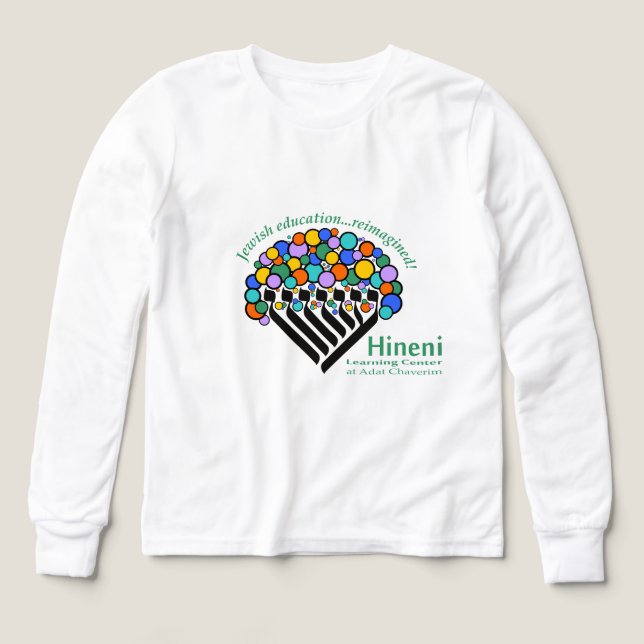 Hineni Learning Center Kids' Long-Sleeve White (Diseño frontal)