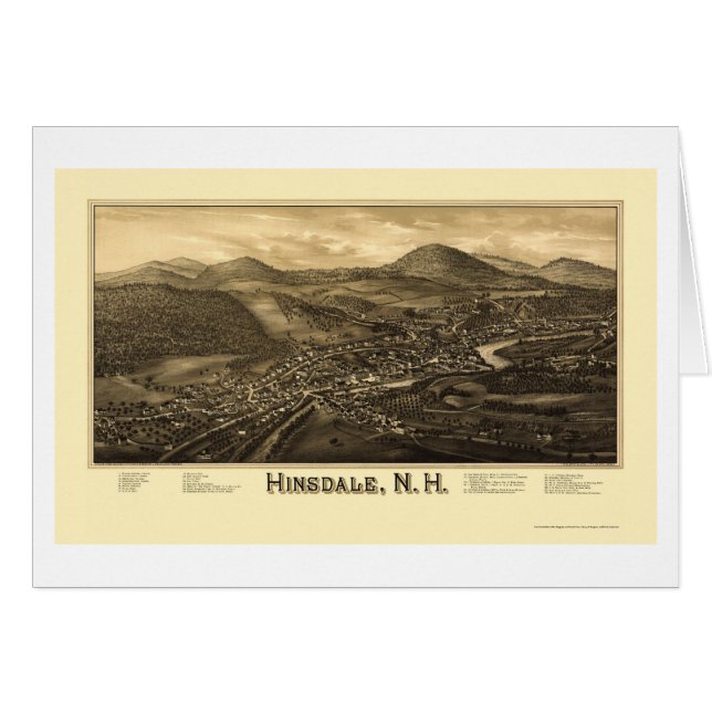 Hinsdale, mapa panorámico del NH - 1886 (Anverso (Horizontal))