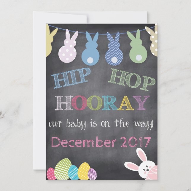 Hip Hop Hooray Invitación de Embarazo en Pascua (Anverso)