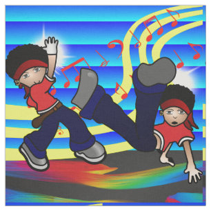 Hip Hop que baila a niños imprime la tela azul