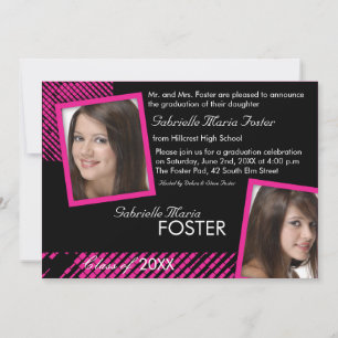 Hip n Stylish - Invitación a graduación en rosa ca